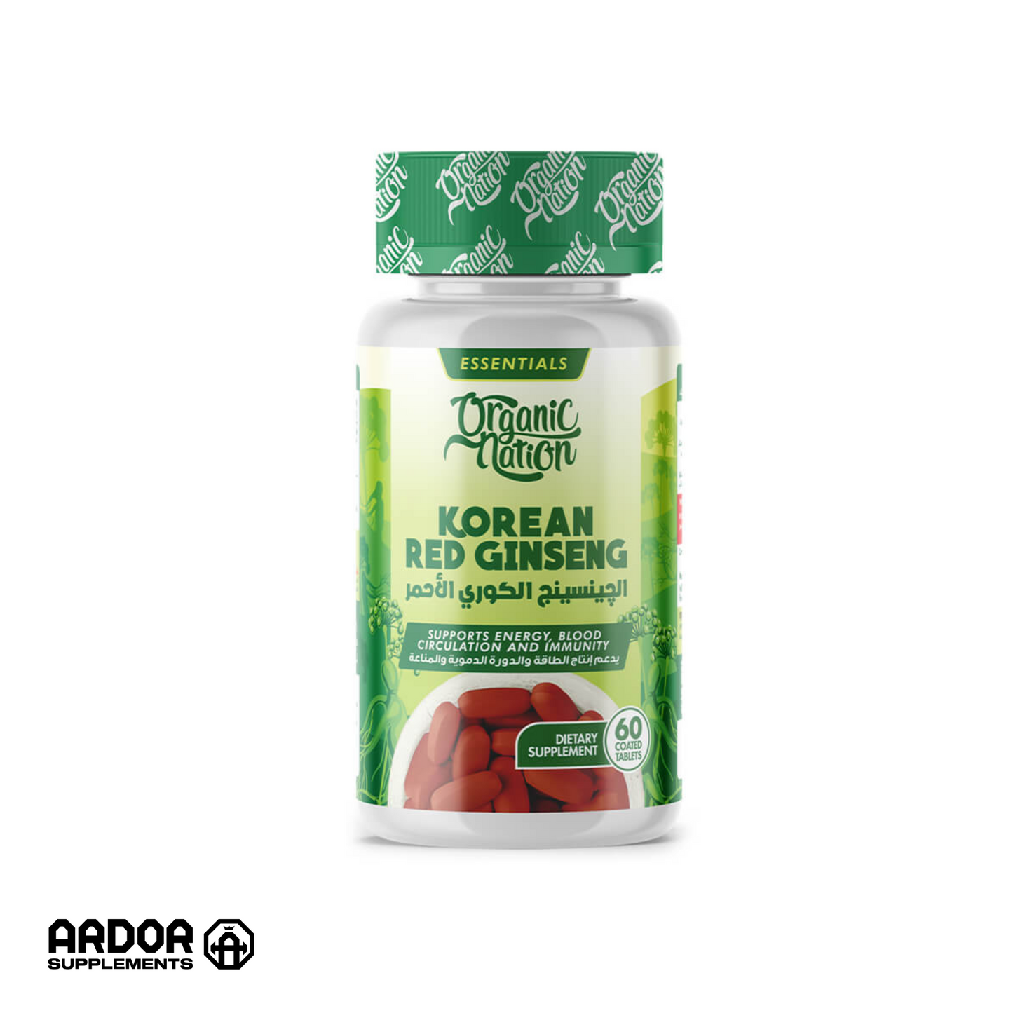Organic Nation Red Korean Ginseng-60Serv.-60Tablets
