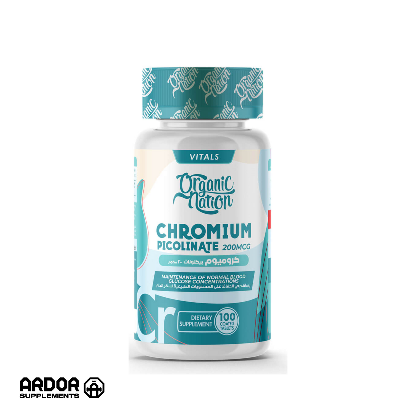 Organic Nation Chromium Picolinate 200MCG-100Serv.-100Tablets