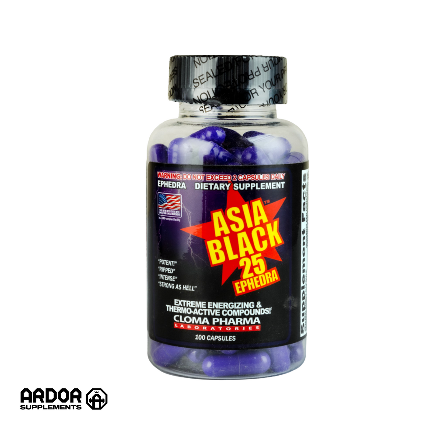 Cloma Pharma Asia Black-25Ephedra-100Serv-100Capsules