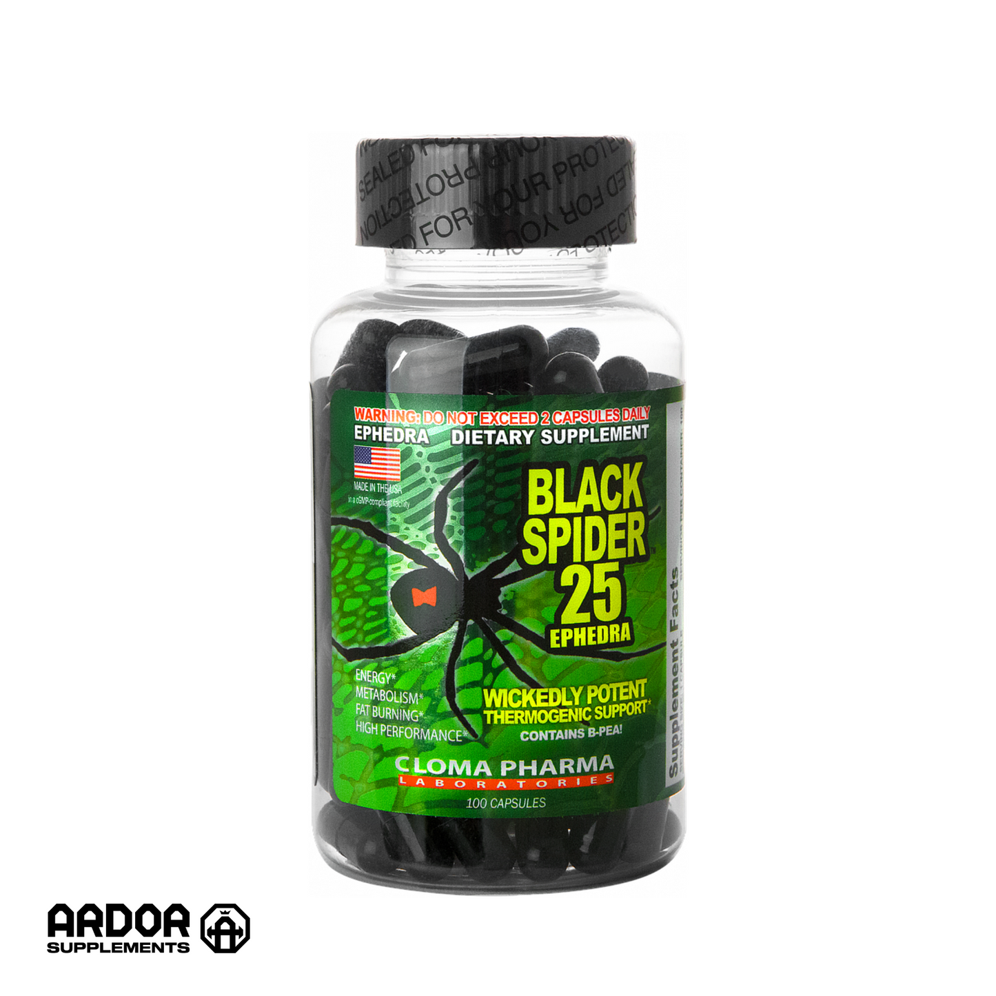 Cloma Pharma Black Spider 25 Ephedra-100Serv.-100Caps.