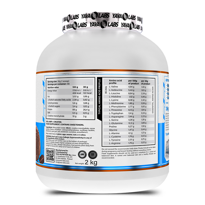 Yava Labs Pure Whey Camp + Creatine increases Physical Performance-66Serv-2KG